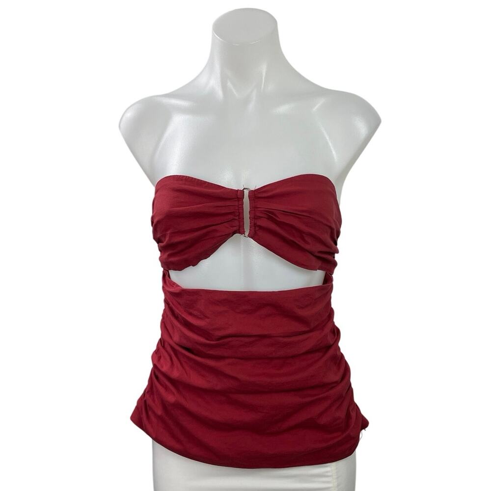 4th + Reckless Red Strapless Sweetheart Cutout Bandeau Tube Blouse Top Size M